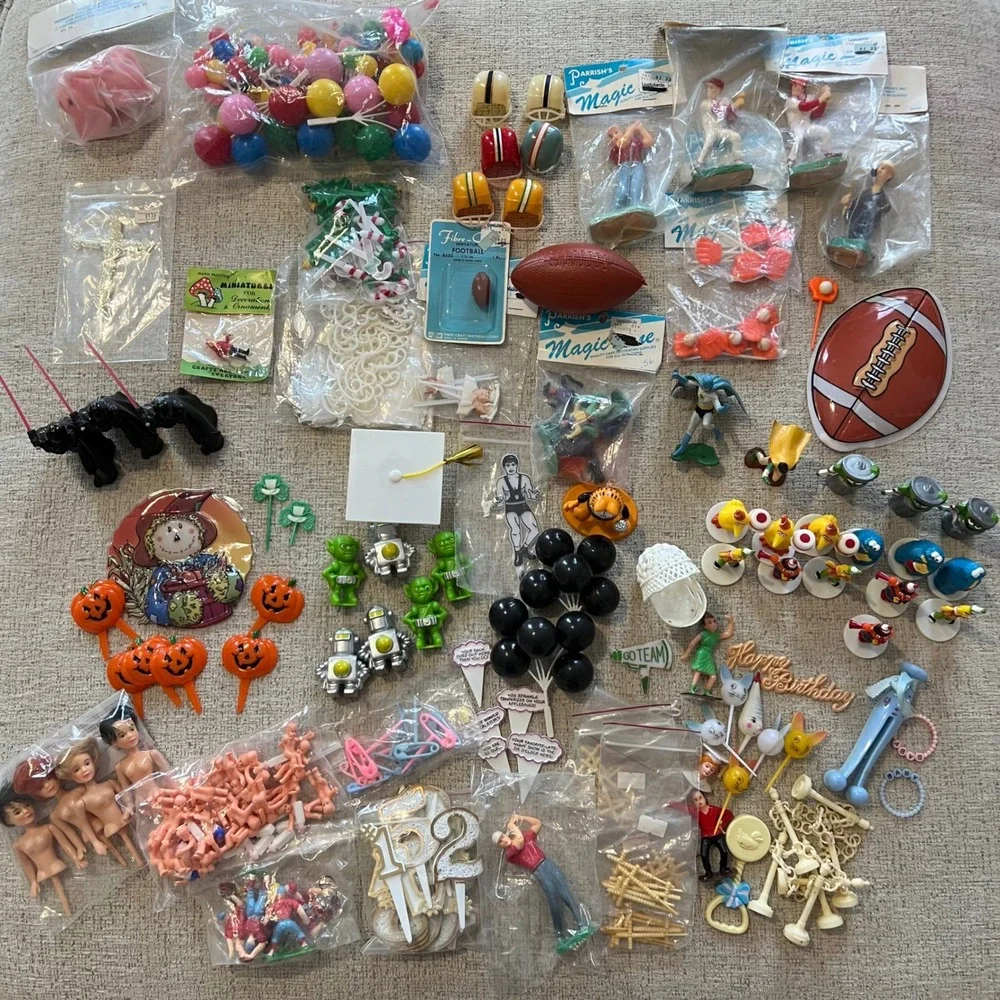 Vintage Lot Cake Toppers Decor Holiday Birthday Disney Garfield Sports Baby More